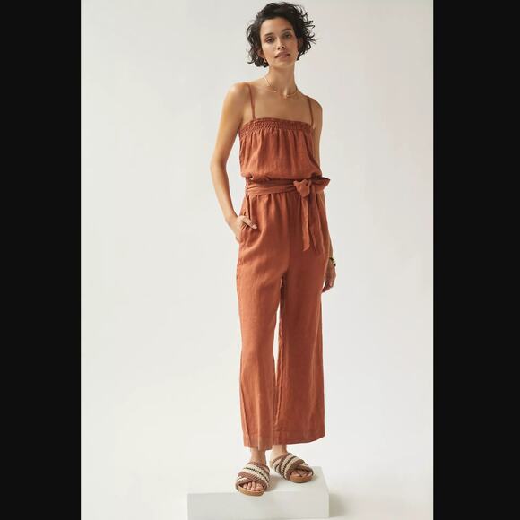 Cloth and Stone Smocked Wide-Leg Jumpsuit - Size Large - NEW - Picture 1 of 4